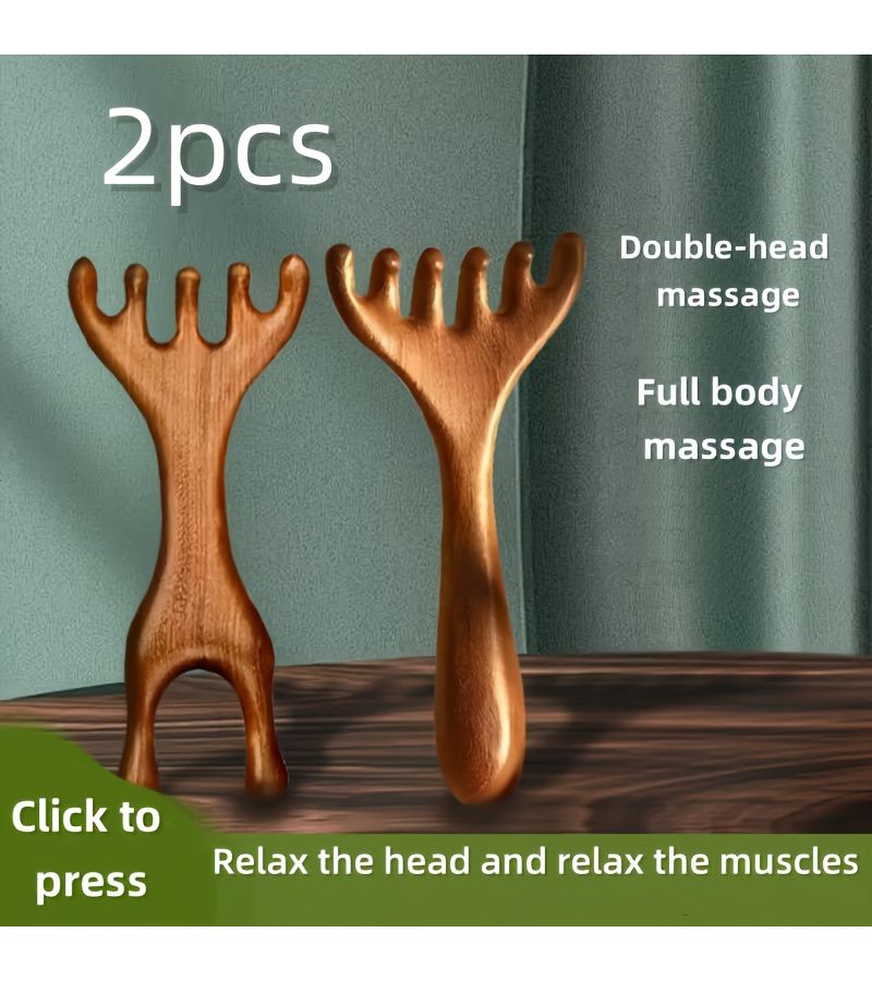 2pcs Deer Antler Comb Six Claw Massage Scalp Head Eyes Meridians - Image 1