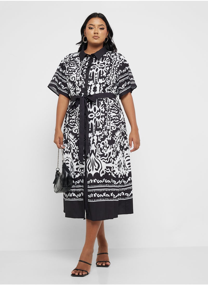 Ella Plus Monotonal Print Shirt Dress  - Image 1