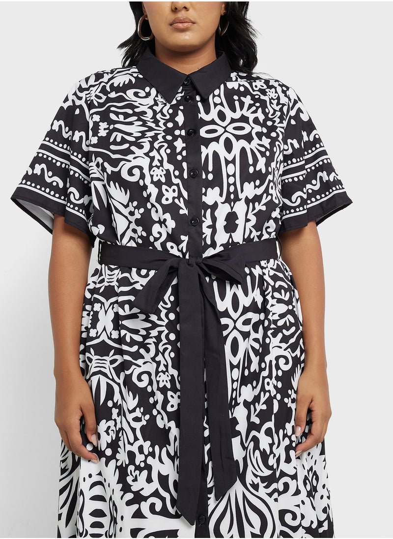 Ella Plus Monotonal Print Shirt Dress  - Image 3