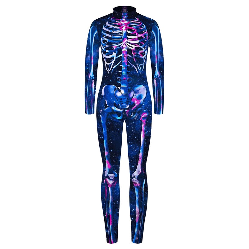 Remimi Kids Halloween Skeleton Jumpsuit 3D Print Zip Up Back Funny Party Boys Skull Bone Bodysuit Outfit Starry 78 Years