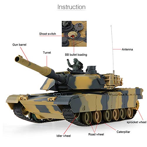 POCO DIVO دبابة المعركة الأمريكية POCO DIVO Abrams M1A2 RC Airsoft Panzer نموذج مقياس 1/24 2.4Ghz التحكم عن بعد المركبة العسكرية قتال قتال الأشعة تحت الحمراء BB - Image 5