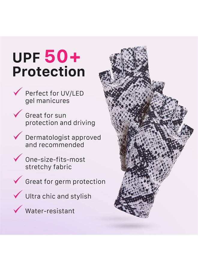 ManiGlovz The ORIGINAL Anti UV/LED Gloves for Gel Manicure Lamp Dryers, Driving, and More, Fingerless Gloves That Shield Skin from the Sun or Nail Lamp, Outdoor Gloves, Holographic Happiness Print - Image 3