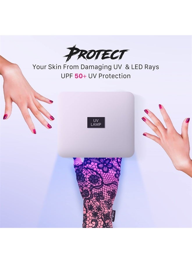 ManiGlovz The ORIGINAL Anti UV/LED Gloves for Gel Manicure Lamp Dryers, Driving, and More, Fingerless Gloves That Shield Skin from the Sun or Nail Lamp, Outdoor Gloves, Holographic Happiness Print - Image 4
