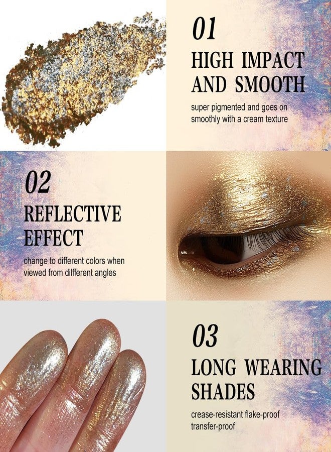 DE'LANCI Multichrome Shimmer Eyeshadow, Intense Pigmentation Gold Silver Chameleon Sparkling Eyeshadow, Bright Highlighter Duochrome Eye Make Up, Multi-Reflective Finishes Glitter Metallic Shade, Talc Free, 08 - Image 4