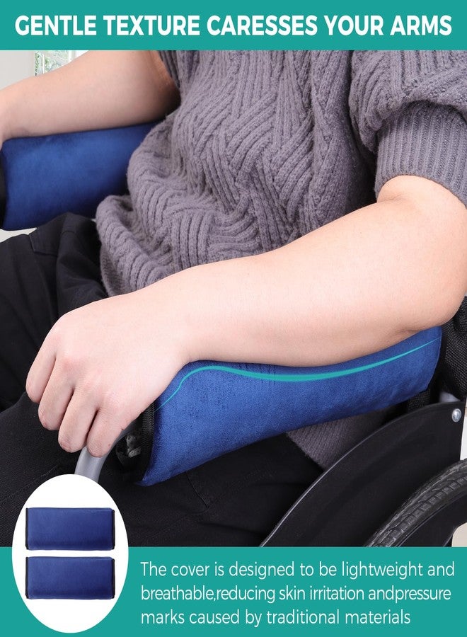 lefeke 2 Pack Wheelchair armrest Pads - Soft Velvet Foam armrest Covers for wheelchairs, Office Chairs and armchairs, etc., Effectively relieves arm Pressure and Prevents Soreness (Blue) - Image 2
