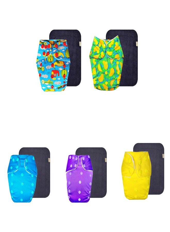 Dumbledo Premium Cloth Diaper with Gray Insert (Pack of 5) | Snug Fit | Leakproof | Easy to Clean | Perfect for Indian Summers | 3 Months - 3 Years | Unisex Baby - Image 1