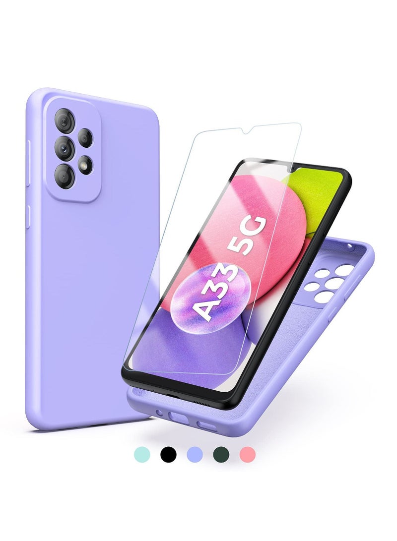 BORTONY Galaxy A33 5G Case with Screen Protector and Liquid Silicone Ultra Military Bumper Full Body Durable Protection Cell Phone Cover for Samsung A33 5G 6.4 inch - Image 1