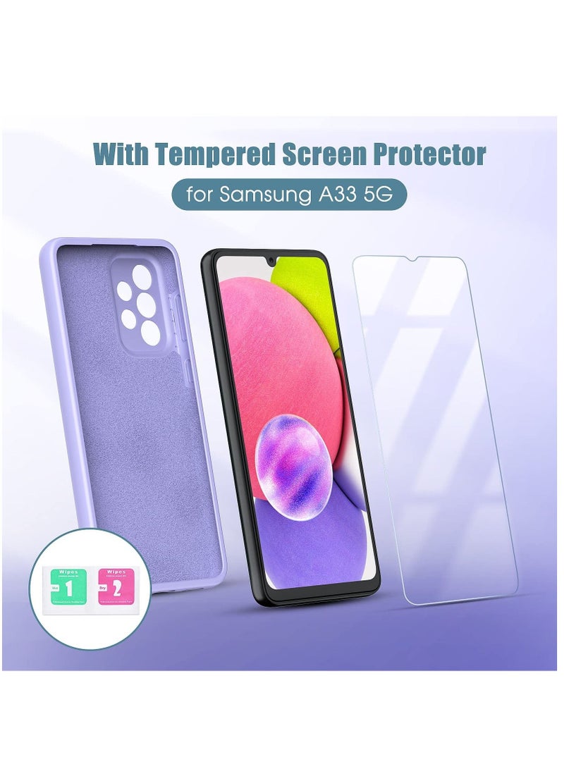 BORTONY Galaxy A33 5G Case with Screen Protector and Liquid Silicone Ultra Military Bumper Full Body Durable Protection Cell Phone Cover for Samsung A33 5G 6.4 inch - Image 5