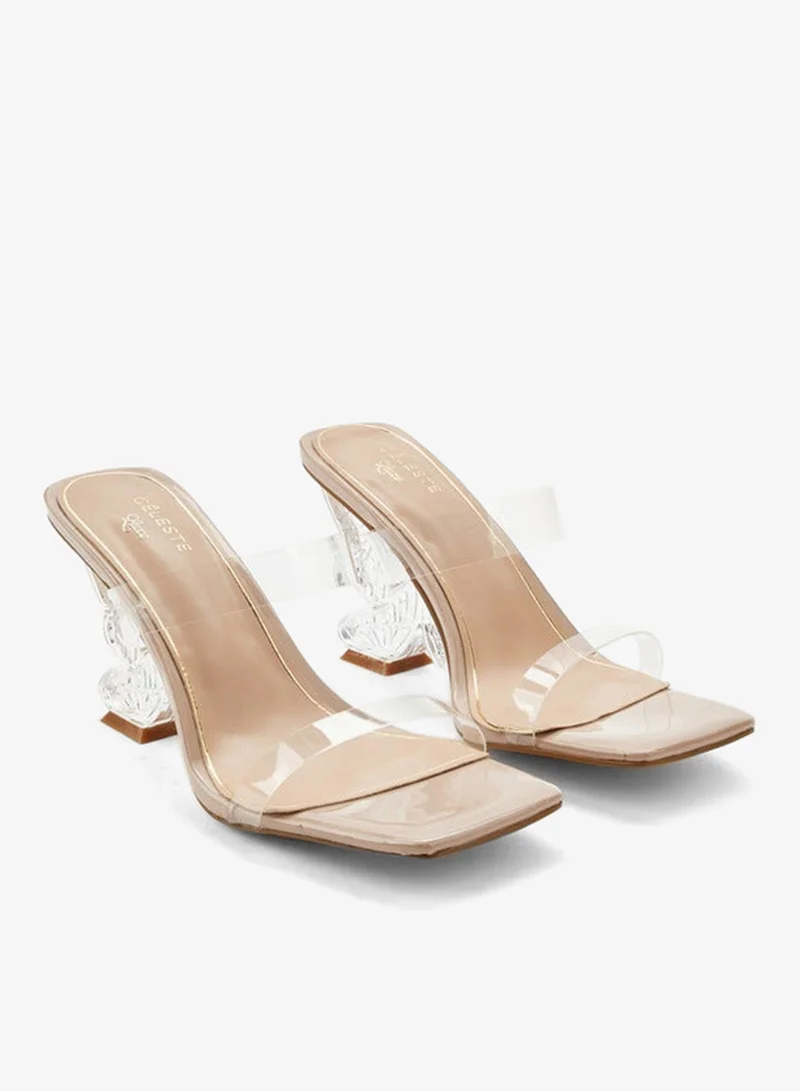 سيليست صنادل بكعب على شكل فراشة للنساء