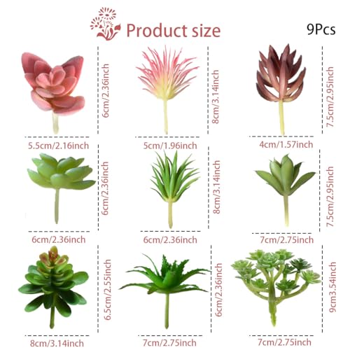Zytiqt 9 Pcs Artificial Plants for Decoration, Succulent Plants with Pots, Mini Artificial Plants for Home Decor, Office Table, Wedding, DIY Projects, Garden Decoration Items Outdoor - Image 2