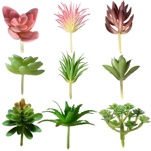 Zytiqt 9 Pcs Artificial Plants for Decoration, Succulent Plants with Pots, Mini Artificial Plants for Home Decor, Office Table, Wedding, DIY Projects, Garden Decoration Items Outdoor - Image 1