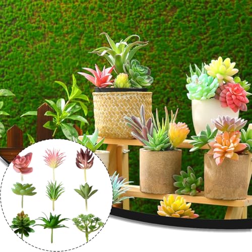 Zytiqt 9 Pcs Artificial Plants for Decoration, Succulent Plants with Pots, Mini Artificial Plants for Home Decor, Office Table, Wedding, DIY Projects, Garden Decoration Items Outdoor - Image 5