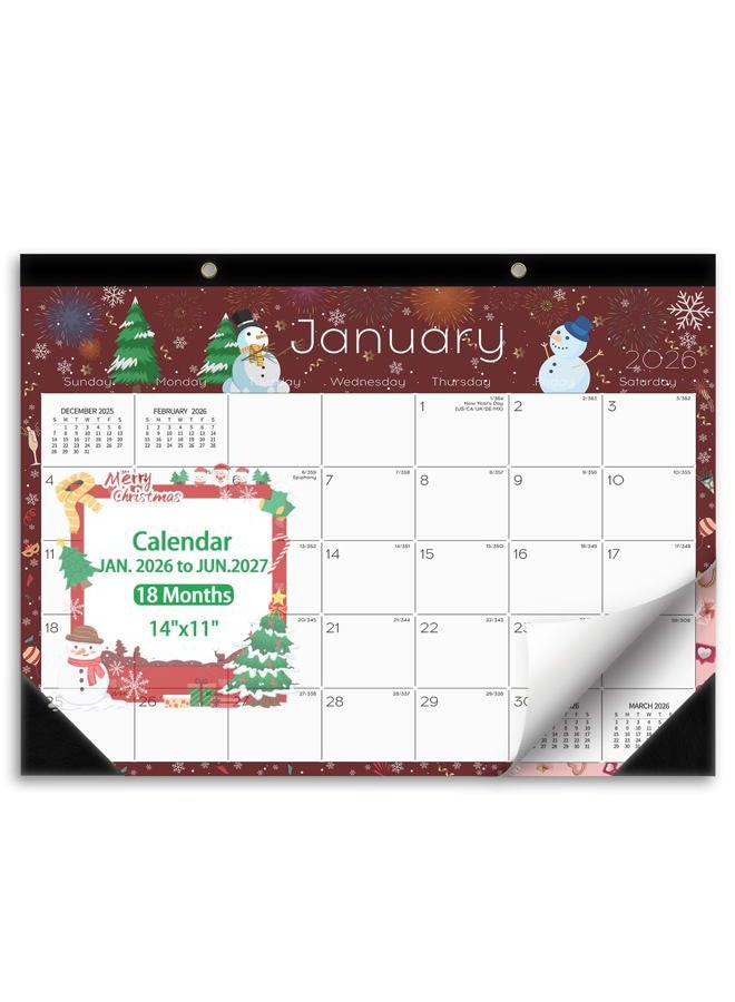 Ymumuda Desk Calendar 2026-2027 Wall Calendar 2 in 1, Monthly Desk Calendar 2026 from JAN.2026 to JUN.2027, 18-Month, Large 12"×17", Waterproof Cover, Hanging Rope, Home/office/School Planners - Image 1