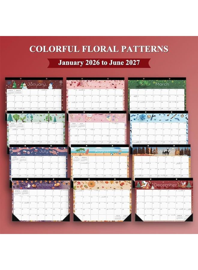 Ymumuda Desk Calendar 2026-2027 Wall Calendar 2 in 1, Monthly Desk Calendar 2026 from JAN.2026 to JUN.2027, 18-Month, Large 12"×17", Waterproof Cover, Hanging Rope, Home/office/School Planners - Image 2