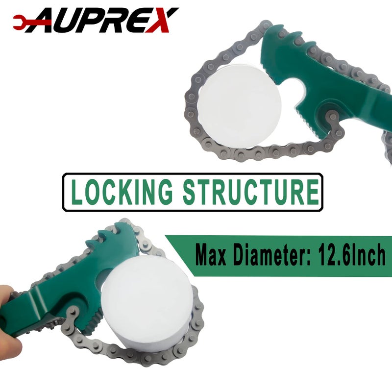AUPREX 24 Inch Heavy Duty Chain Oil Filter Wrench, Adjustable Long Handle Tool Fits Max 12.6 Inch Diameter - Image 2