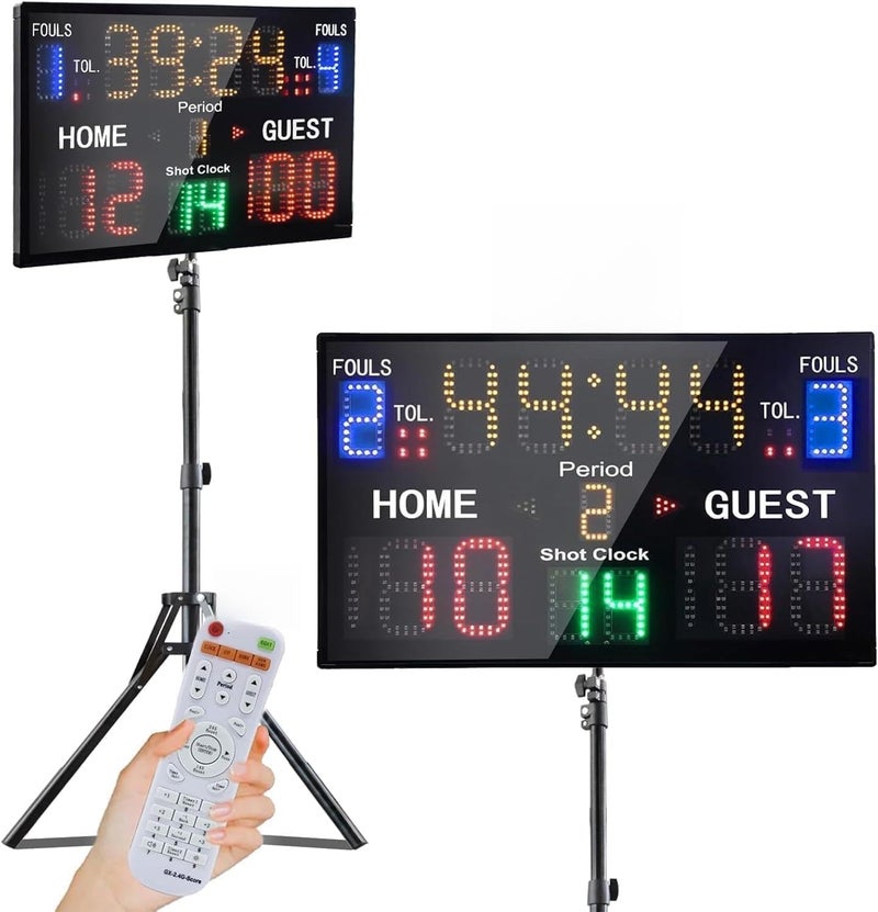 YZ LED Basketball Scoreboard with Shot Clock Digital Scoreboard with Remote Electronic Scoreboard with Timer Clock Digital Score Keeper Outdoor with Stand - Image 2