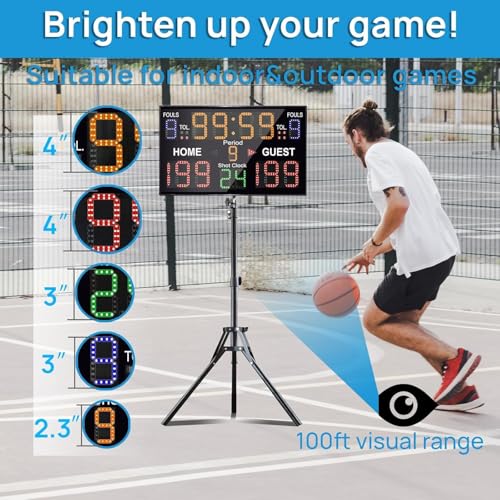 YZ LED Basketball Scoreboard with Shot Clock Digital Scoreboard with Remote Electronic Scoreboard with Timer Clock Digital Score Keeper Outdoor with Stand - Image 3