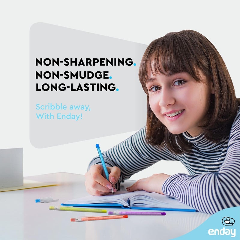 Elvyagod Non-Sharpening Pencils HB Translucent Pencil Stacking Point Pencils for Kids Stackable Pencil with Matching Eraser for Taking Notes, Writing, Drawing, 5 Colors - Image 3