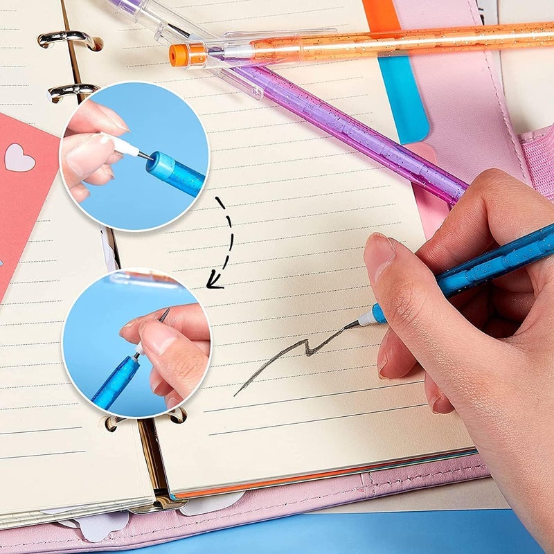 Elvyagod Non-Sharpening Pencils HB Translucent Pencil Stacking Point Pencils for Kids Stackable Pencil with Matching Eraser for Taking Notes, Writing, Drawing, 5 Colors - Image 4