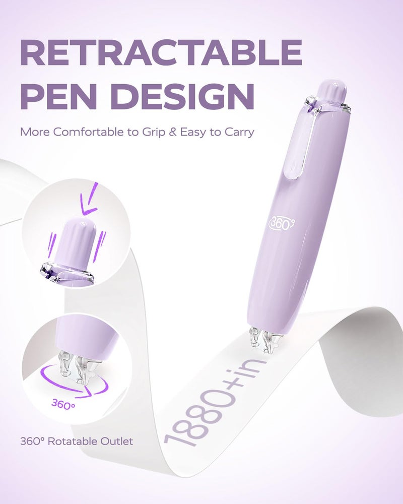Four Candies Refillable Retractable White Correction Tape, 4PCS Smooth White Pull-Out Tape with 4 Extra Refills, Easy to Use Applicator for Instant Corrections for Office, School Supplies (Purple) - Image 3