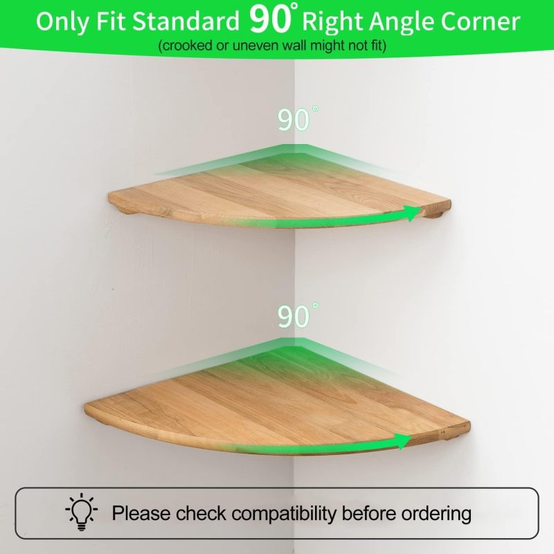 Floating Corner Wall Shelf: Brown Wooden Shelf - Oak Shelf for Bedroom Kitchen Home Decor - Image 3
