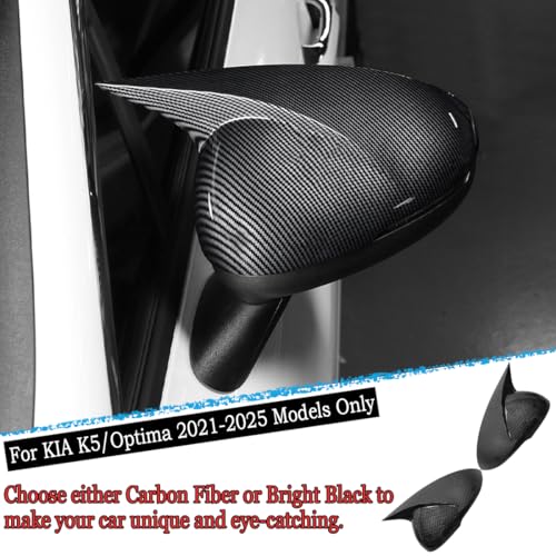 MUXEE Rear View Mirror Cover，for Kia K5/Optima 2021 2022 2023 2024 2025 2026 Carbon Fiber Turn Signal Housing Cover Horned Mirror Cover Sets Accessories - Image 4