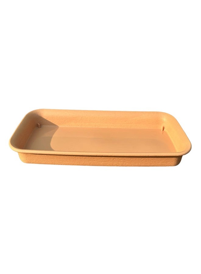 cozyou 12 Inch Plastic Rectangular Plant Saucers Tray, Plant Drip Trays for Watering, Planter Pot Saucer Tray for Indoor and Outdoor Plants, Light Brown - Image 1