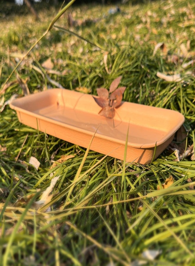 cozyou 12 Inch Plastic Rectangular Plant Saucers Tray, Plant Drip Trays for Watering, Planter Pot Saucer Tray for Indoor and Outdoor Plants, Light Brown - Image 3