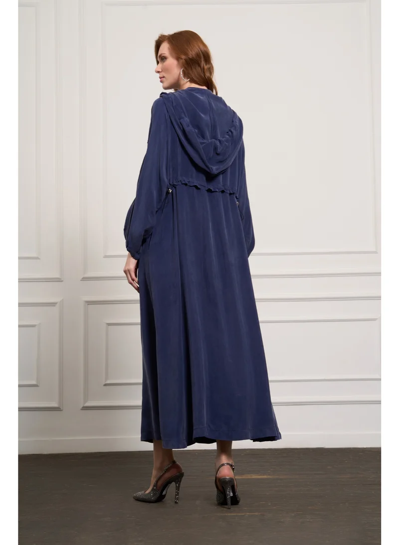 MissWhence  Hooded Maxi Sport Silk Dress-Indigo for Women | Best Price UAE