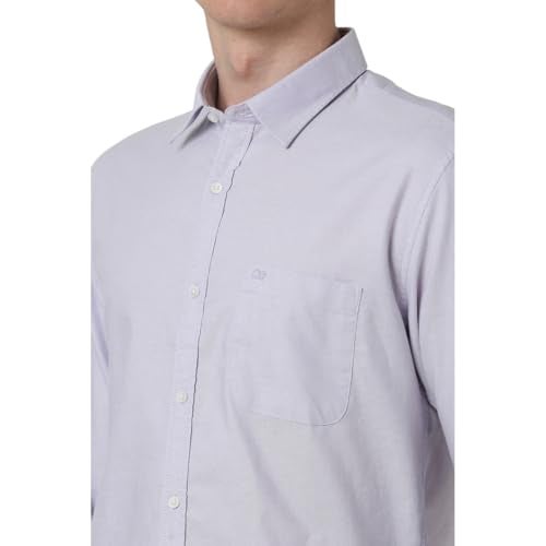 Peter England Men's Classic Slim Fit Full Sleeve Oxford Shirt | 100% Cotton Lilac - Image 4