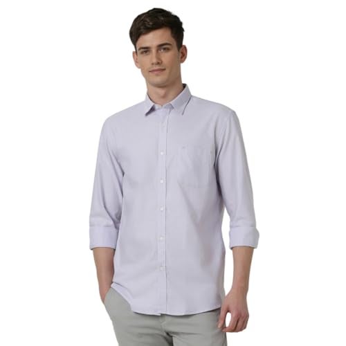 Peter England Men's Classic Slim Fit Full Sleeve Oxford Shirt | 100% Cotton Lilac - Image 1
