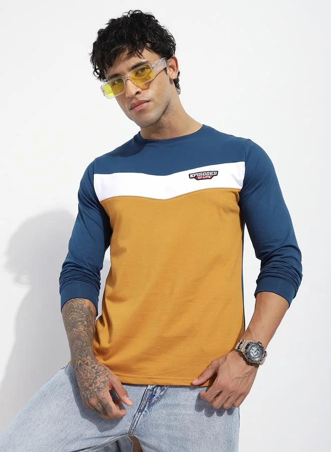 Dillinger Men Regular Fit Cut and Sew Panel T-Shirt