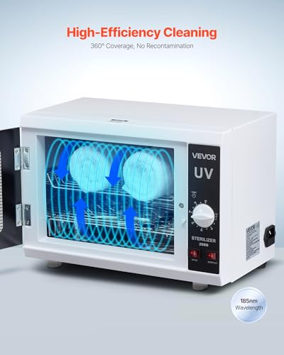 VEVOR Nail Tool Cleaning Machine 12L Large Capacity Knob Control Tool Cabinet Cleaner Box with Timer Setting Tempered Glass Door 185nm Wavelength for Labs Home Nail Salons Beauty Salons - Image 3