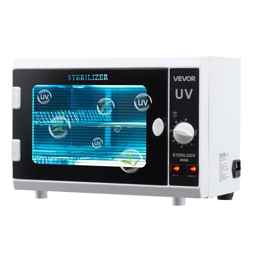 VEVOR Nail Tool Cleaning Machine 12L Large Capacity Knob Control Tool Cabinet Cleaner Box with Timer Setting Tempered Glass Door 185nm Wavelength for Labs Home Nail Salons Beauty Salons - Image 1