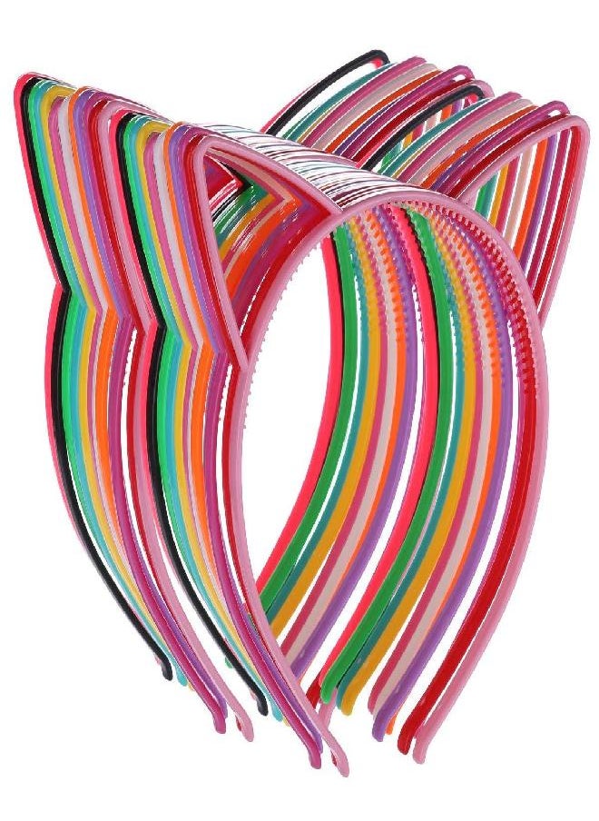 Tbestmax Tbestmax 24 Cat Ear Headbands Plastic Hairbands Hair Hoops Party Costume Daily Decorations Party Bunny Cat Bow Headwear Cats Accessories for Women Girls Daily Wearing and Party Decoration  - Image 1