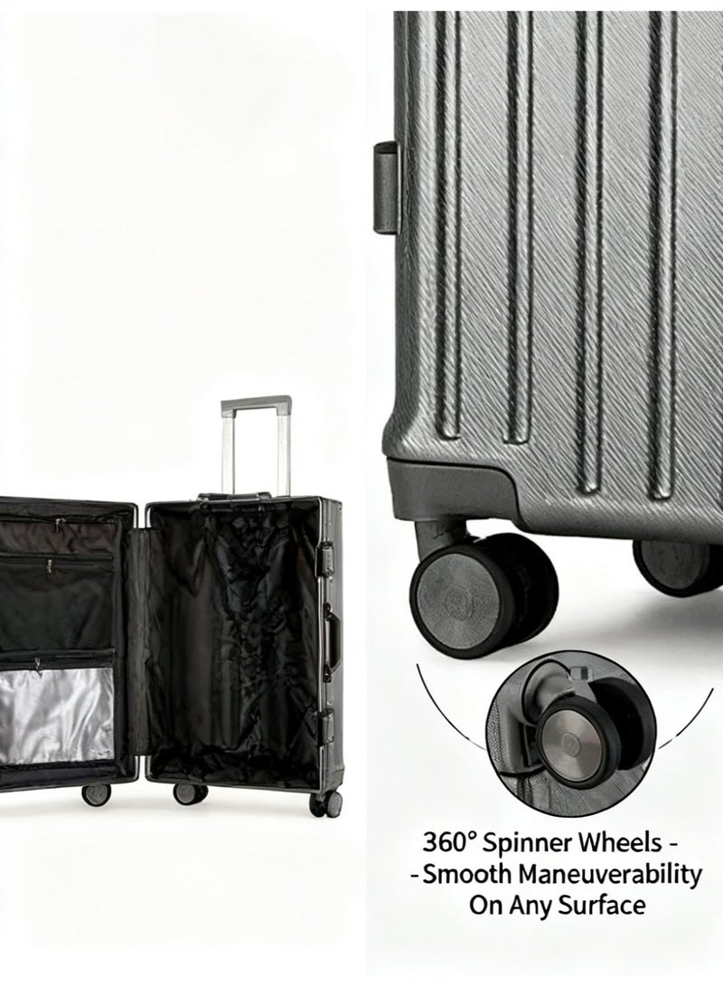 Prosperity (20/24/28 Inch) Premium PC Hardshell Luggage - 360° Silent Spinner Wheels, Multi-Sizes & Colors, with USB Charging & Front Hook - Image 4