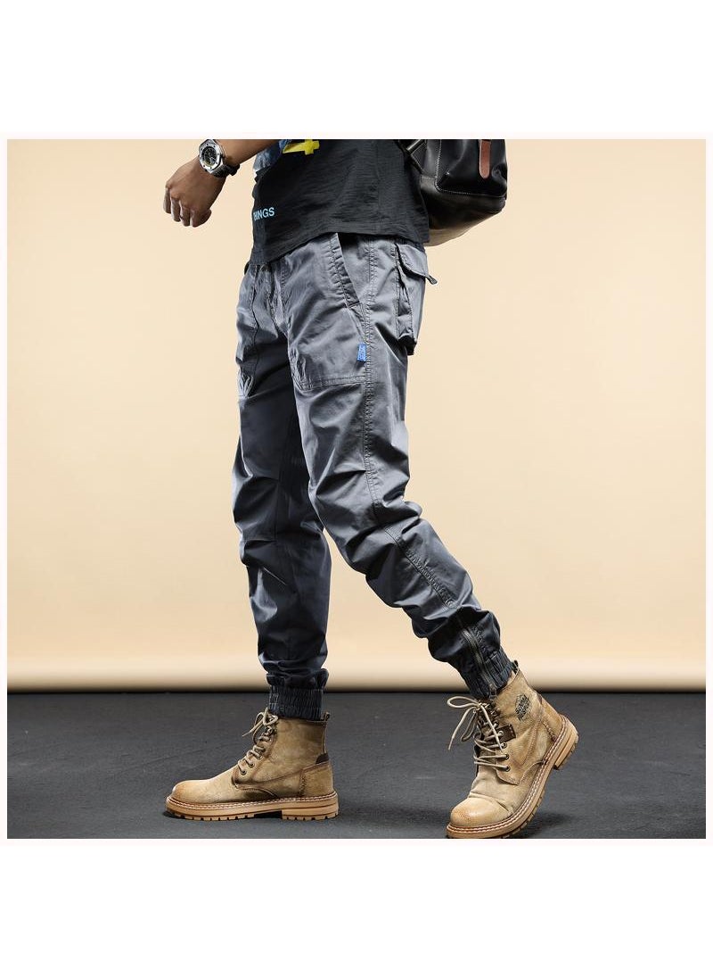 Generic - Spring Autumn Winter Japanese Vintage Cargo Pants For Men And Women Trendy Brand Ankle Length Casual Pants Plus Size Small Feet  Khaki - Image 1