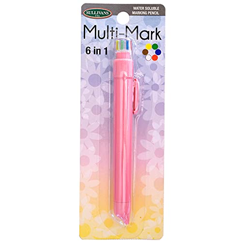 Sullivans 372MMP-37244 Multi-Mark 6-in-1 Water Soluble Marking Pencil, Pink - Image 1