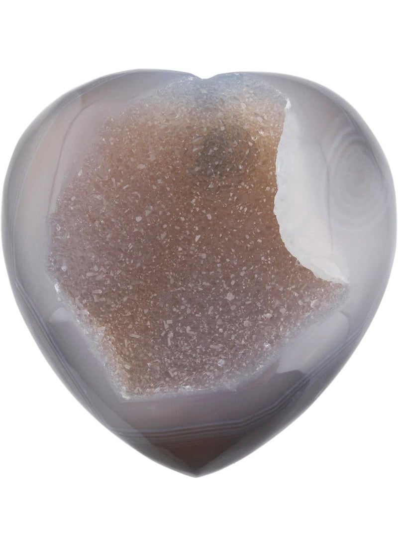 SUNYIK SUNYIK Natural Agate Druzy Quartz Puff Heart Pocket Stone,Healing Palm Crystal Pack of 1(1.7"-2.4") 