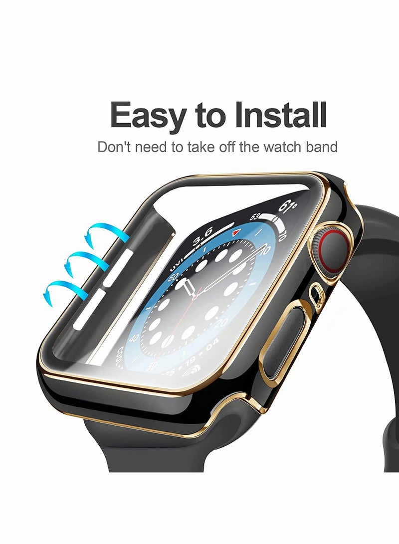 Excefore 2Pcs Case Compatible with Apple Watch 44mm 40mm Bumper Built in Tempered Glass Screen Protector Protective Cover for iWatch Series SE 6 5 4 Women Men (40mm)  - Image 5