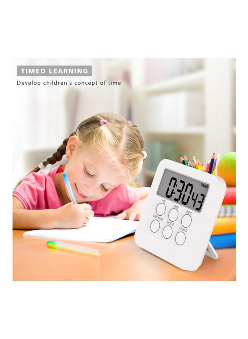 Digital Timer Clock Magnetic Cooking Countdown Alarm 24 Hours with LCD Screen Mute Mode White 8.4cm - Image 2