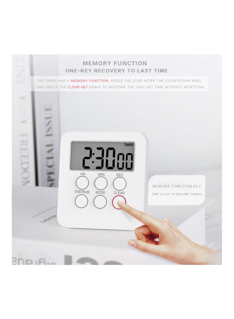 Digital Timer Clock Magnetic Cooking Countdown Alarm 24 Hours with LCD Screen Mute Mode White 8.4cm - Image 3