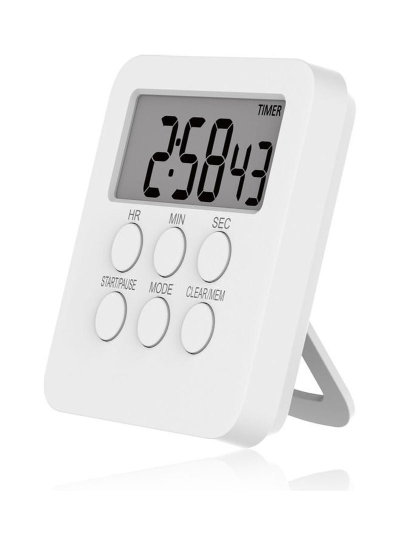 Digital Timer Clock Magnetic Cooking Countdown Alarm 24 Hours with LCD Screen Mute Mode White 8.4cm - Image 1