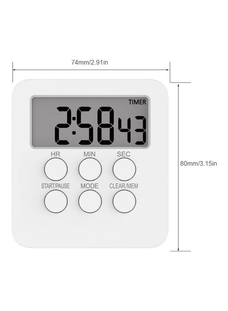 Digital Timer Clock Magnetic Cooking Countdown Alarm 24 Hours with LCD Screen Mute Mode White 8.4cm - Image 4