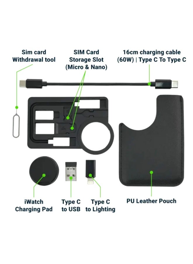 شاحن لاسلكي متعدد الوظائف لساعات أبل من 1 إلى 9/SE/SE2/Ultra/Ultra2، كابل USB-C إلى USB-C، محول OTG، طقم تخزين - Image 2