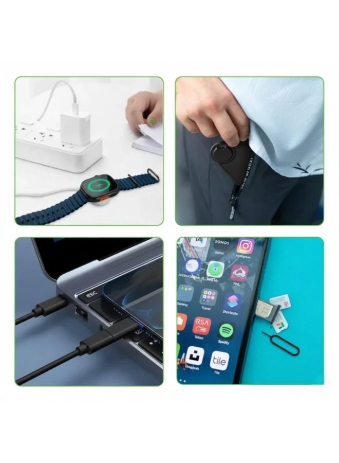 شاحن لاسلكي متعدد الوظائف لساعات أبل من 1 إلى 9/SE/SE2/Ultra/Ultra2، كابل USB-C إلى USB-C، محول OTG، طقم تخزين - Image 4