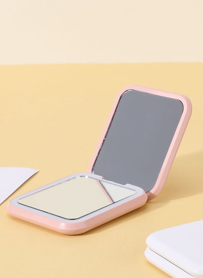 Aknzlmed Pocket Mirror，1X/5X Magnification LED Compact Travel Makeup Mirror, 2-Sided Folding Handheld Lighted Purse Mirror, Small Pink Mirror for Daily Use, Gift (Pink) - Image 4
