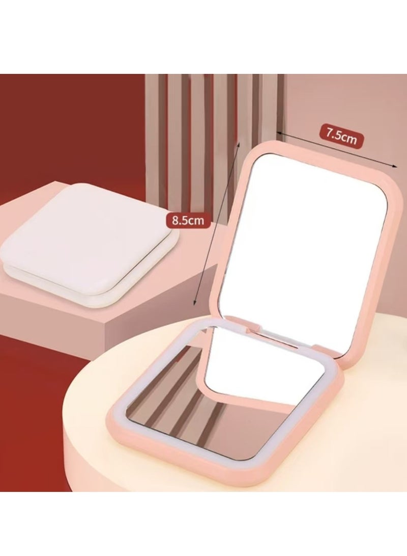 Aknzlmed Pocket Mirror，1X/5X Magnification LED Compact Travel Makeup Mirror, 2-Sided Folding Handheld Lighted Purse Mirror, Small Pink Mirror for Daily Use, Gift (Pink) - Image 5