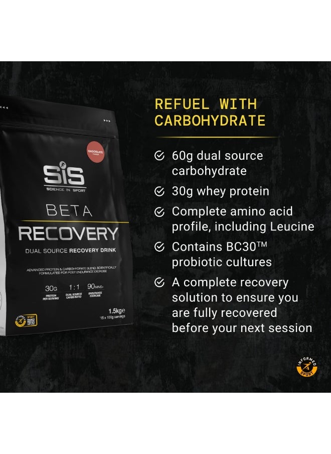 SIS BETA Recovery Dual Source Recovery Drink, advance protein and carbohydrate blend, scientifically formulated for post endurance excercise, 1:1 dual source carbs ratio 90 mins endurance excercise. | Chocolate Flavour, 30g Protein per Serving, 1.5kg  - Image 3