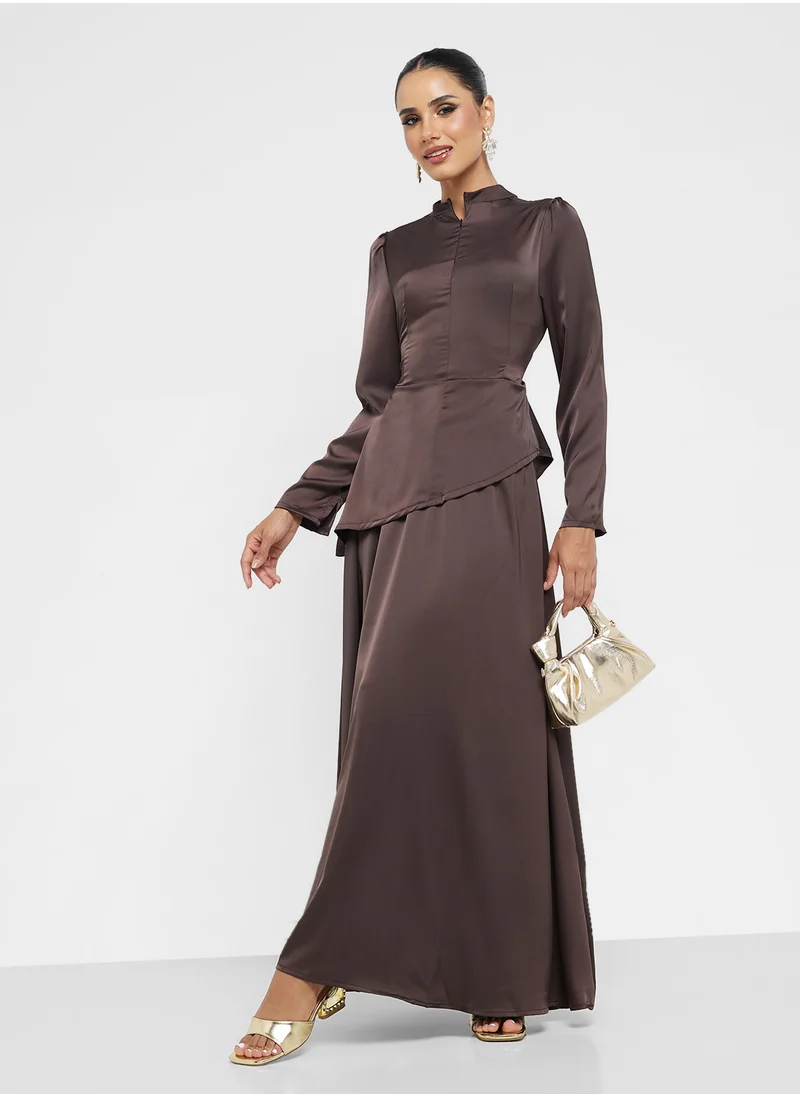 Khizana Asymmetrical Top With Skirt Set